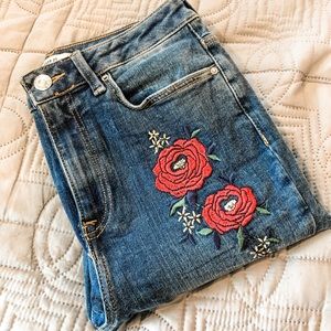 Embroidered denim pants